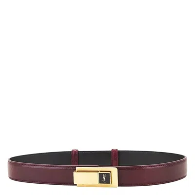 Saint Laurent Charniere Buckle Belt In Smooth Leather In Red