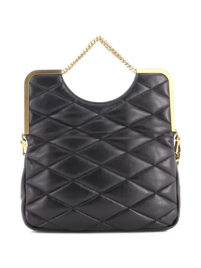 Pre-owned Saint Laurent Charniere Frame Quilted Leather Clutch Bag In Black