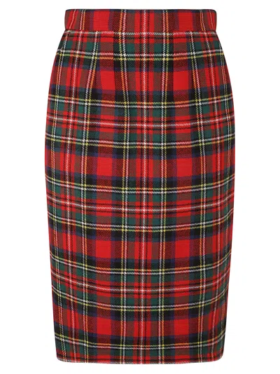 SAINT LAURENT CHECK BACK ZIP SKIRT