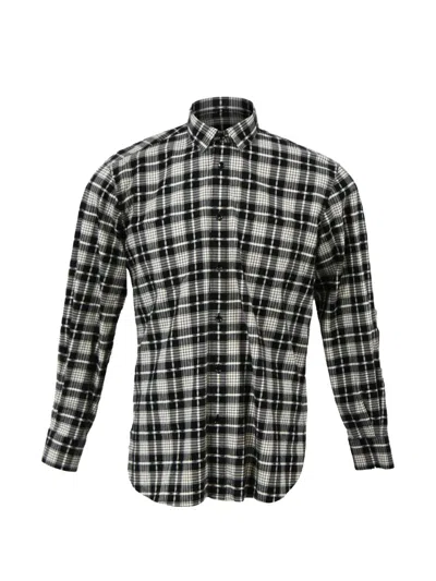 Pre-owned Saint Laurent Check-pattern Long-sleeve Shirt In Black