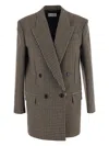 Saint Laurent Checked Blazer In Brown