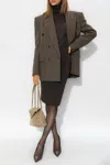 Saint Laurent Checked Blazer In Brown