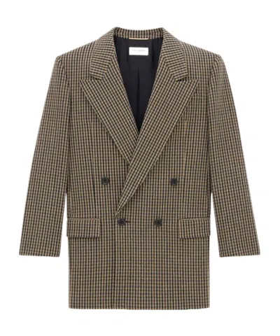 SAINT LAURENT SAINT LAURENT DOUBLE-BREASTED CHECKED JACKET