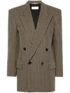 Saint Laurent Vichy Blazer Jacket In Neutrals