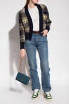 Saint Laurent Checked Cardigan In Navy Blue