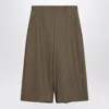 Saint Laurent Checked Wool Culotte Skirt In Brown