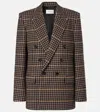 Saint Laurent Checked Double-breasted Wool Blazer In Multi