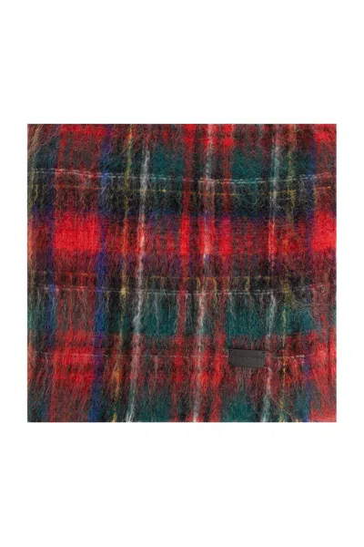 Saint Laurent Checked Fringed Scarf In Multiple Colors
