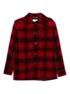 Saint Laurent Tartan Jacket In Velvet In Red