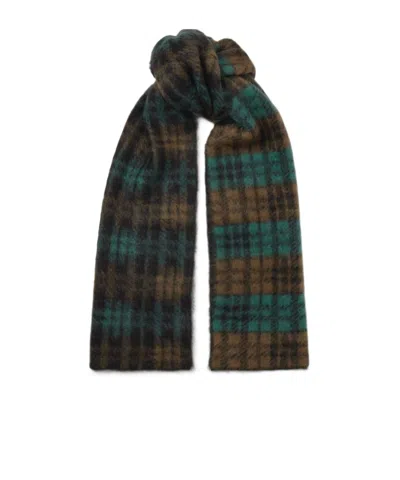 Saint Laurent Checked Mohair-blend Scarf In Multi