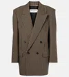 Saint Laurent Vichy Blazer Jacket In Beige