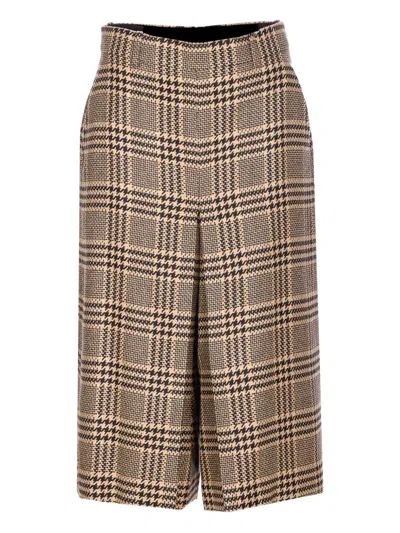 Saint Laurent Checked-pattern Crop Trousers In Neutral