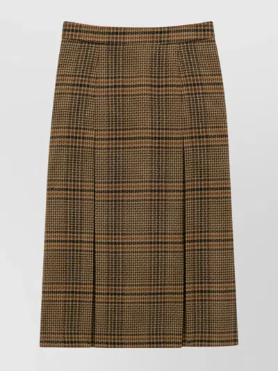 SAINT LAURENT CHECKED PATTERN HIGH-WAISTED PLEATED SKIRT