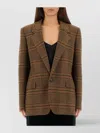 Saint Laurent Checked Pattern Jacket Flap Pockets In Brown