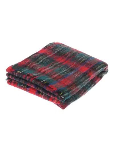 Saint Laurent Checked Fringed Scarf In Multiple Colors