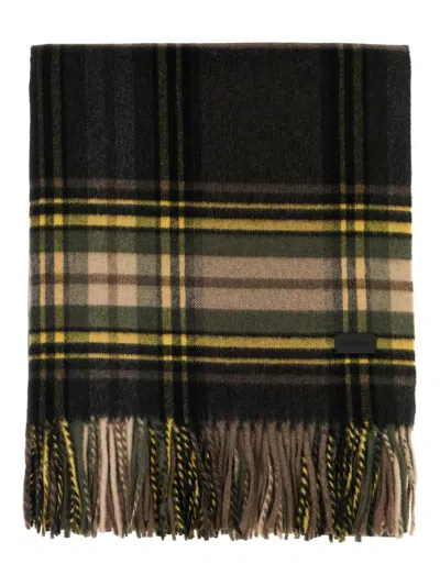 Saint Laurent Checked Scarf In Brown