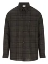 Saint Laurent Button-down Shirt With Curved Hem And Pocket In Brown