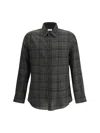 Saint Laurent Button-down Shirt With Curved Hem And Pocket In Gray