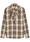 Saint Laurent Cassandre Check Shirt Oversized Tie Collar In Multi