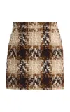 Saint Laurent Checked Tweed Mini Skirt In Multi