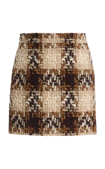Saint Laurent Checked Tweed Mini Skirt In Multi