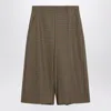 Saint Laurent Checked Wool Culotte Skirt In Brown