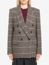 Saint Laurent Double-breasted Check Pattern Long Sleeve Jacket In Multi