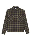 Saint Laurent Embroidered Overshirt In Wool Check In Multi