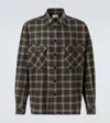 Saint Laurent Embroidered Overshirt In Wool Check In Gray