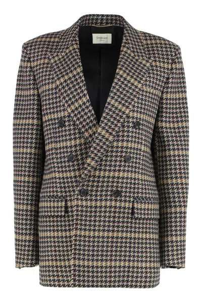 SAINT LAURENT CHECKERED WOOL JACKET