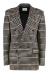 Saint Laurent Double-breasted Houndstooth Blazer Blazers Multicolor In Multi
