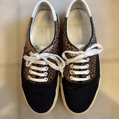 Pre-owned Saint Laurent Cheetah Sneakers In Black
