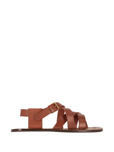 Saint Laurent Cheever Buckle-fastening Flat Sandals In Animal Print