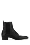 Saint Laurent Leather Chelsea Stanton Ankle Boots Low Heel In Black