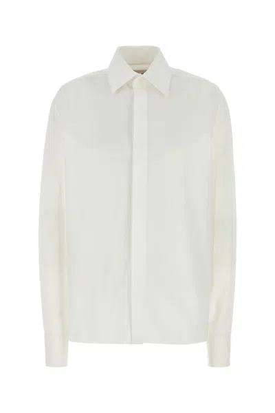 SAINT LAURENT CAMICIA IN POPELINE BIANCO  DONNA