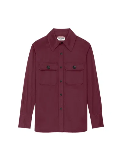 Saint Laurent Saharienne Shirt In Cotton Drill In Red
