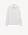 Saint Laurent Cassandre Striped Cotton Shirt Shirts Black In White