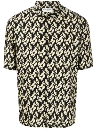 Saint Laurent Chemise_polo_col_poi In Black