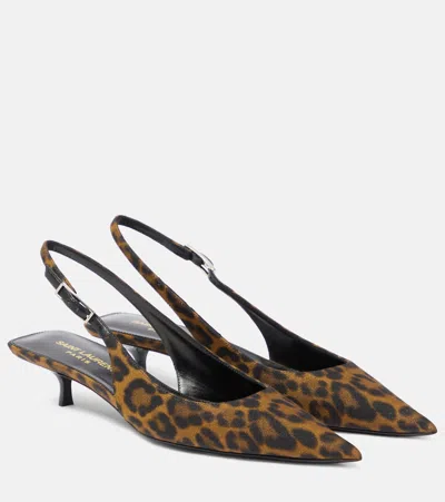 Saint Laurent Cherish 30 Leopard-print Slingback Pumps In Multicoloured