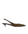Saint Laurent Cherish Leopard-print Grosgrain Slingback Pumps In Black