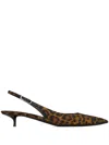 SAINT LAURENT CHERISH 35MM LEOPARD PRINT SANDALS FOR WOMEN IN BROWN