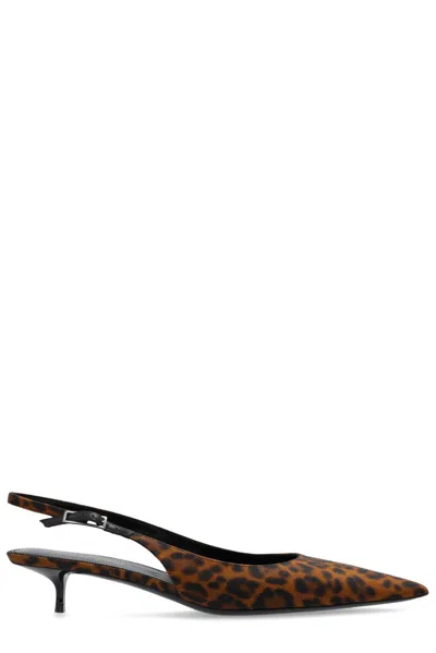 Saint Laurent Cherish Slingback Pumps In Marrone