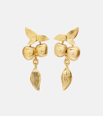 Saint Laurent Cherry Drop Earrings In Gold