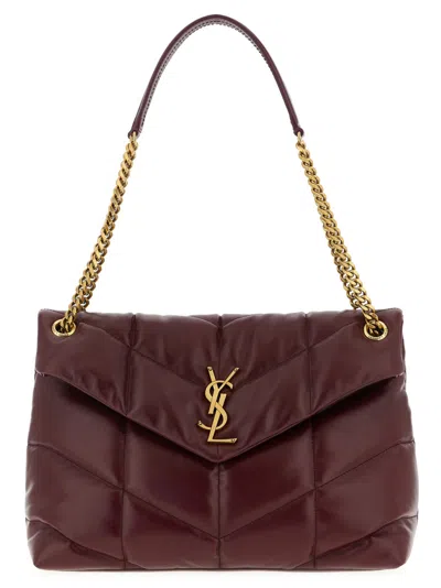Saint Laurent Cherry Puffer Medium Shoulder Bag In Burgundy