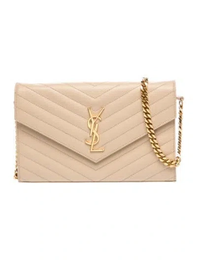 Pre-owned Saint Laurent Chevron Cassandre In Neutrals