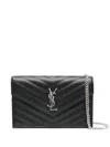 Saint Laurent Chevron Chain Clutch Bag In Black