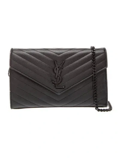 Pre-owned Saint Laurent Chevron Clutch In Black