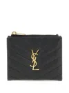 Saint Laurent Quilted Leather Zippered Wallet In Schwarz