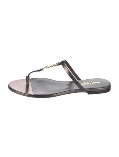 Pre-owned Saint Laurent Chevron Leather Flip Flops In Multicolor