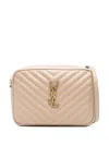 Saint Laurent Crossbody Loulou M Beige Golden Logo In Pink